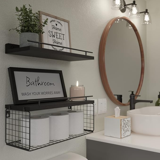 WOPITUES Floating Shelves for Wall Decor Sign, Bathroom Organizers and Storage - Image 5