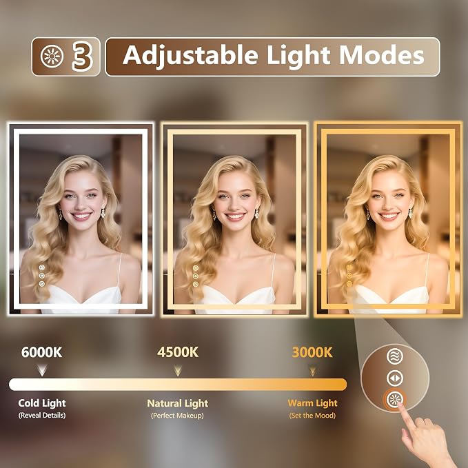 24x32 Inch LED Lighted Bathroom Mirror - Image 6