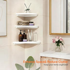 Gieanoo Floating Corner Shelves Set 2 12inch White Solid Oak Rounded Corner - Image 5
