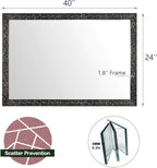 Bathroom Mirrors 40x24 Inch for Wall, Modern Rectangle Black Frame Wall Mounted - Image 3