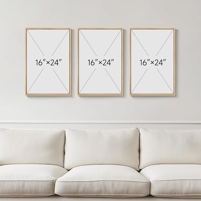 Framed Abstract Boho Wall Art for Living Room, 3 Piece Large Neutral Canvas - Image 8