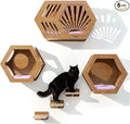 Modern Hexagonal Cat Wall Shelf System, 6-Piece Wood Wall Mounted Cat Furniture by Unknown