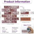 3D Faux Brick Wall Panels Peel and Stick, Small Brick-Look Textured Wall Sticker - Image 3