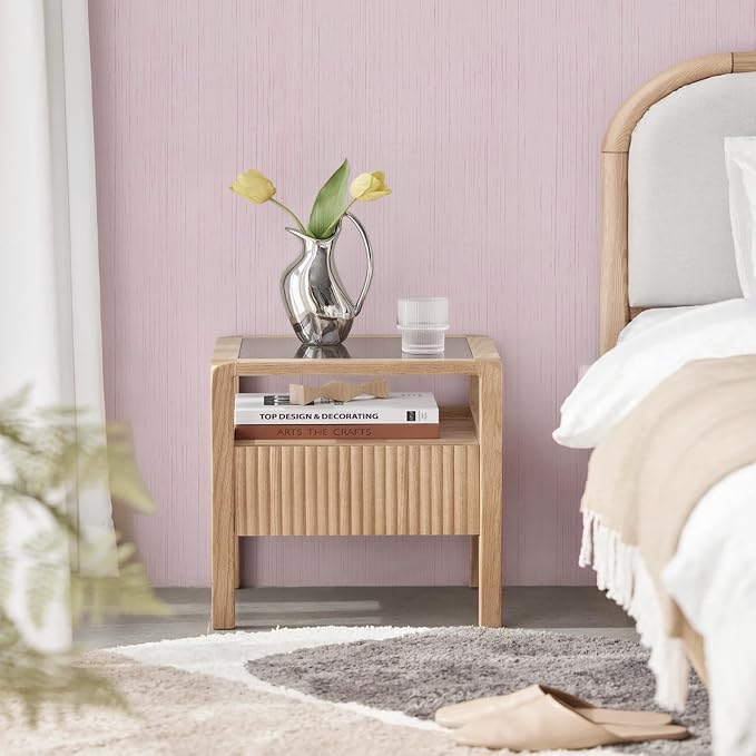 Pink Grasscloth Peel and Stick Wallpaper Vintage Texture Removable Waterproof - Image 4