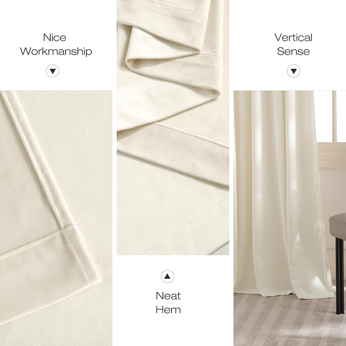 NICETOWN Ivory White Winter Velvet Curtains - Image 7