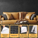 Arthome 17"×120" Black Crocodile Peel and Stick Wallpaper, Charcoal Black - Image 2