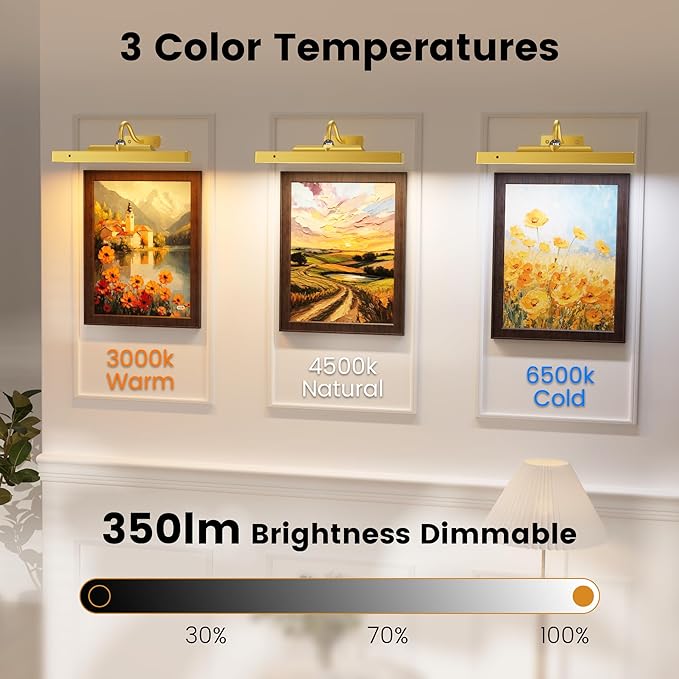 Corless Picture Lights 2 Pack, 4400mAh Battery Operated Wirelesss Wall Lights - Image 2