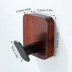 DELITON Acacia Wooden Towel Hooks Red Brown, 4 Pack Sticky Hooks - Image 7