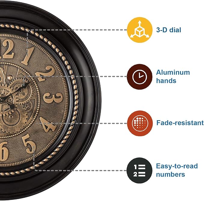 Pacific Bay Rodalben Giant Decorative Light-Weight 24-inch Wall Clock Silent - Image 3