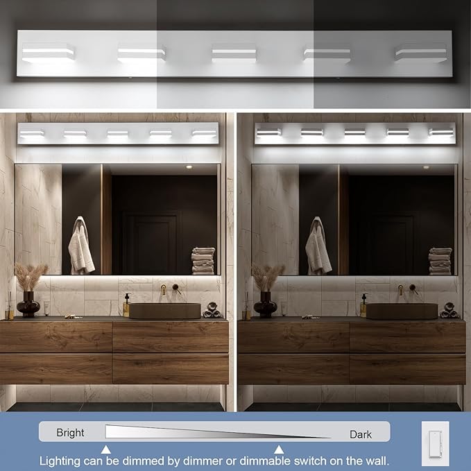 SineRise LED Modern Bathroom Vanity Light Fixtures, Matte White Modern Acrylic - Image 3