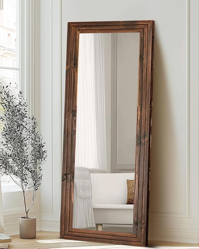 Full Length Mirror 65"x24" Solid Wood Frame Floor Large Mirror - Image 4
