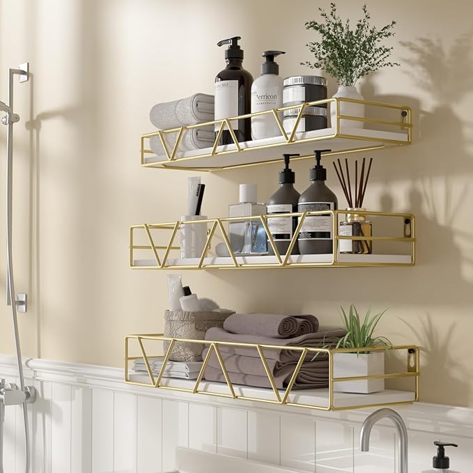 Amaoot Floating Shelves Set of 3, Home Wood Wall Shelf, Farmhouse Shelf - Image 5