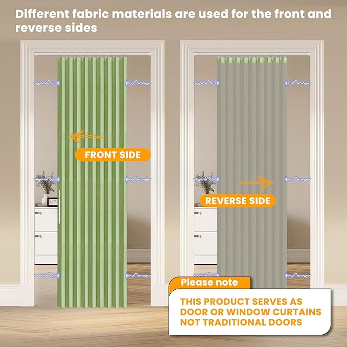 AJAZZ 100% Blackout Magnetic Door Curtain Accordion Door Accordion Doors - Image 3