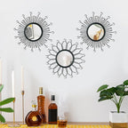 3 Pack Metal Mirrors for Wall Sunburst Wall Mirrors Home Décor Decorative - Image 3