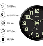 Sharp Glow in the Dark Atomic Analog Wall Clock - Image 3