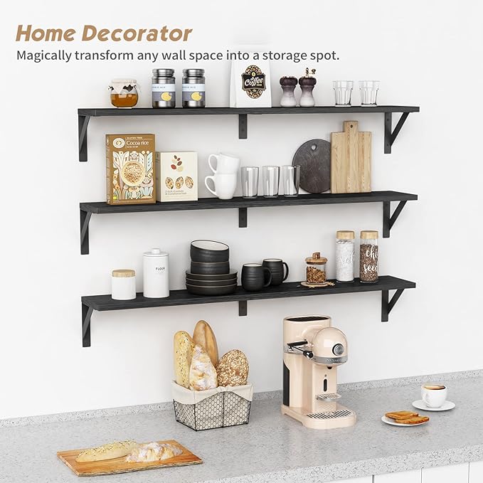 Forbena Floating Shelves 36 Inches Long 8 in Deep Set of 3, Large Wall Shelf - Image 6