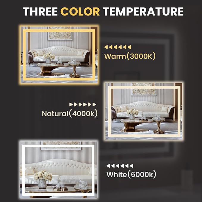 LOAAO 58"x40" LED Bathroom Mirror - Image 5