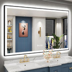 66x40 Black Framed LED Bathroom Mirror by Awandee