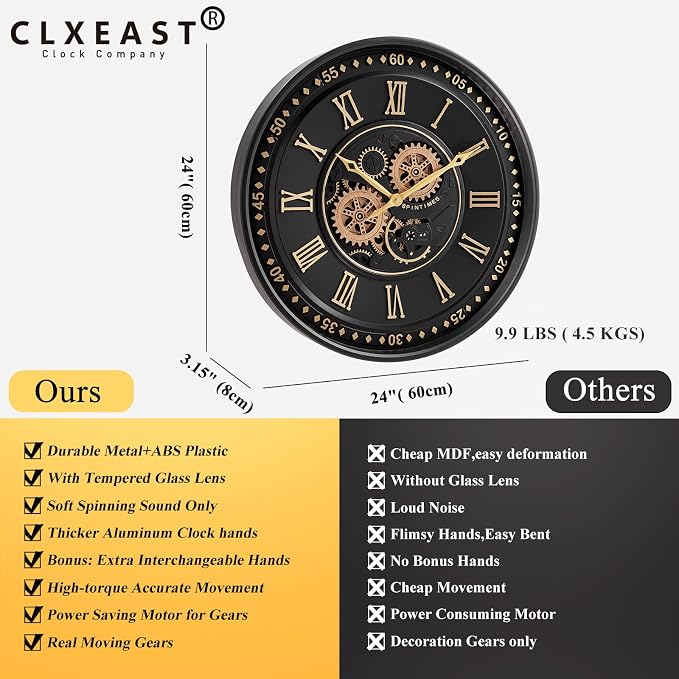 CLXEAST 24 Inch Wall Clock - Image 3
