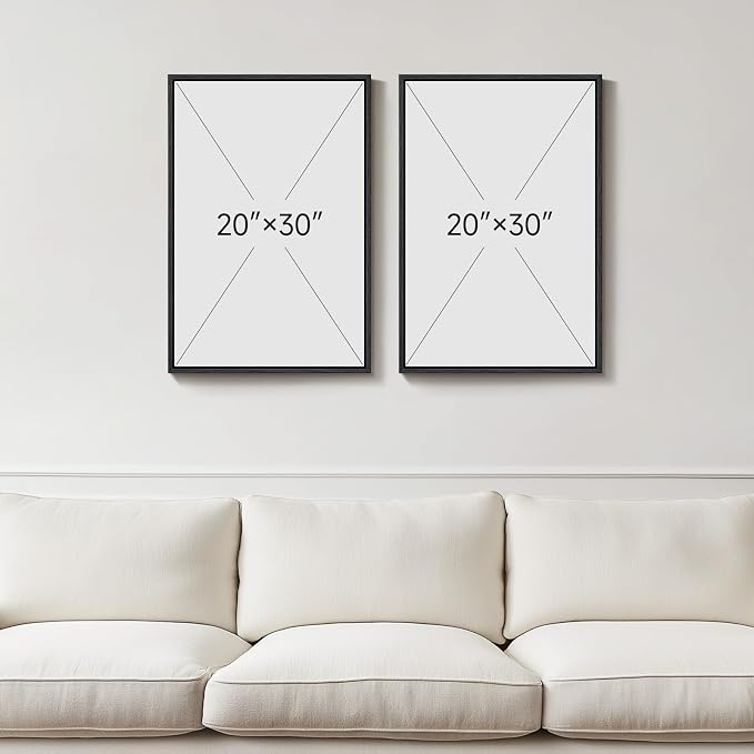 Framed Neutral Abstract Minimalist Wall Art, 2 Piece Large Modern Canvas Prints - Image 3