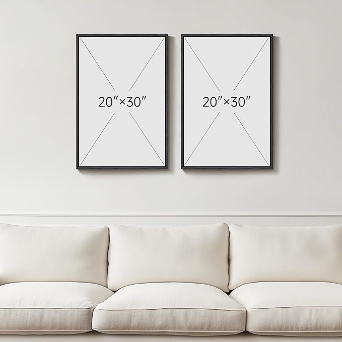Framed Neutral Abstract Floral Wall Art, 2 Piece Black and Beige Minimalist - Image 3