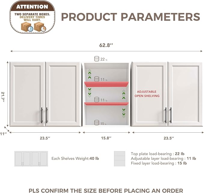 Furnaza Wall Cabinets for Laundry Room, Shaker Wall Mounted Kitchen Cabinets - Image 2