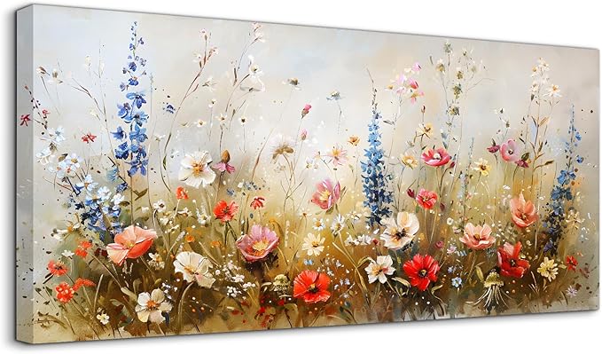 SERIMINO Colorful Floral Wall Art, Rustic Farmhouse Botanical Decor Large by SERIMINO