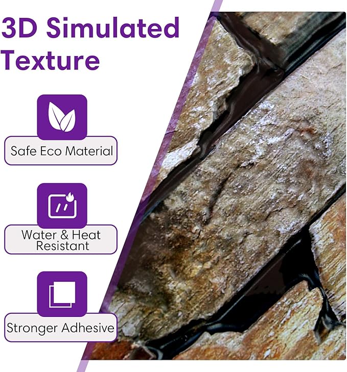 3D Faux Stone Wall Panels Peel and Stick, Stone-Look Textured Wall Sticker - Image 3