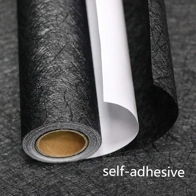 15.7" X 118" Black Silk Wallpaper Embossed Self Adhesive Peel and Stick - Image 2