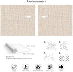 Beige Textured Contact Paper Grasscloth Wallpaper Peel and Stick Linen Self - Image 4