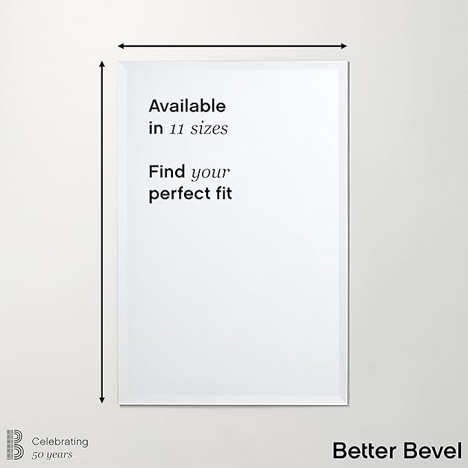 Better Bevel Frameless Square Mirror | 24" x 24" Bathroom Wall Mirror w/Beveled - Image 5