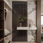 YLL YLL PVC Slat Wall Panel Peel and Stick 236"x 15.7" Faux Smoked Wood Grain - Image 2