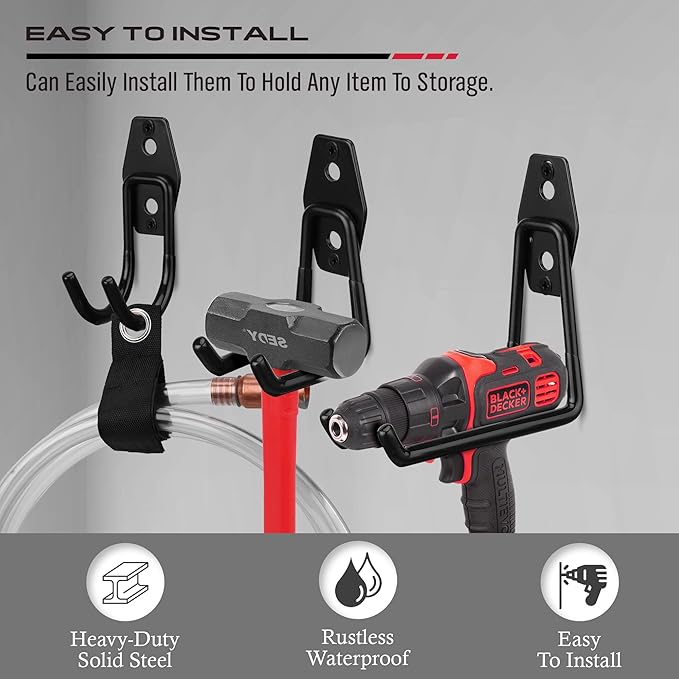 Garage Tool Storage Wall Hook Assortment Set: 15PCS Heavy Duty Large Hanger - Image 6