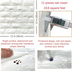 11PCS 3D Wall Panels Peel and Stick Faux Brick Wallpaper White Self Adhesive - Image 5