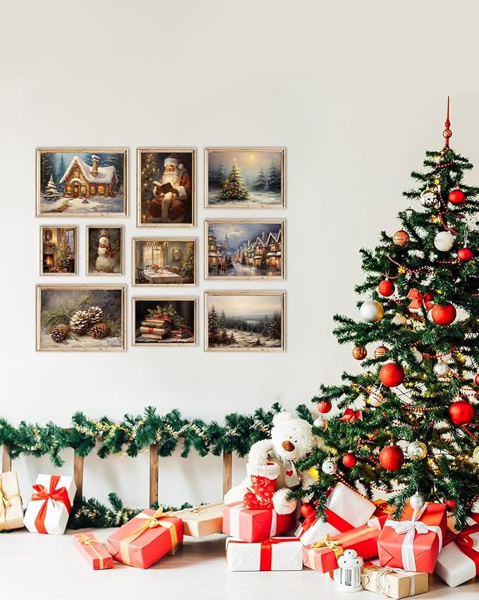 KBKBART Christmas Wall Art Prints Set of 10, Winter Christmas Picture Wall - Image 8