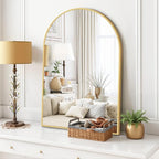 Arched Wall Mirror 36x24 Inch Gold Bathroom Vanity Mirror - Image 2