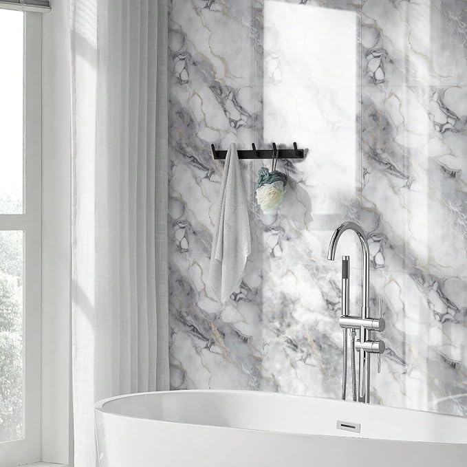 10pcs Thick Marble Peel and Stick Waterproof Wall Panels, Heat-Resistant - Image 2