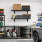Jusgym 2 Pack Heavy Duty Garage Wall Shelving Set, Wall Mounted Garage Shelves - Image 8