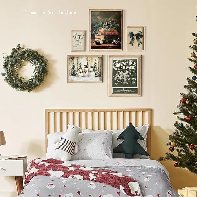 Vodefoad Vintage Dark Green Christmas Prints Set Farmhouse Christmas Gallery - Image 7