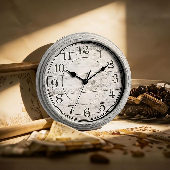 Wall Clock, 9 Inch Silent Wall Clocks Battery Operated, Decorative Clocks - Image 3