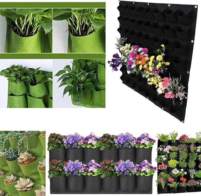 Hanging Planting Grow Bags, 64 Pockets Hanging Vertical Wall Planter Wall - Image 5