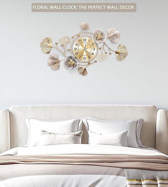 Clocks for Living Room, Large Wall Clock, 3D Silent Wall Clock, Retro Metal - Image 3