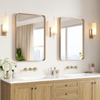 USHOWER Gold Bathroom Mirrors 22"x30" 2 Pack, Brushed Gold Rounded Rectangle - Image 8