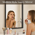 Syndra Black Wood Frame Bathroom Mirror, Waterproof Slim Deep Frame, - Image 4