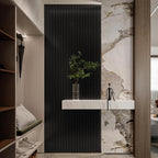YLL YLL PVC Slat Wall Panel Peel and Stick 118"x 15.7" Faux Black Wood Grain - Image 2