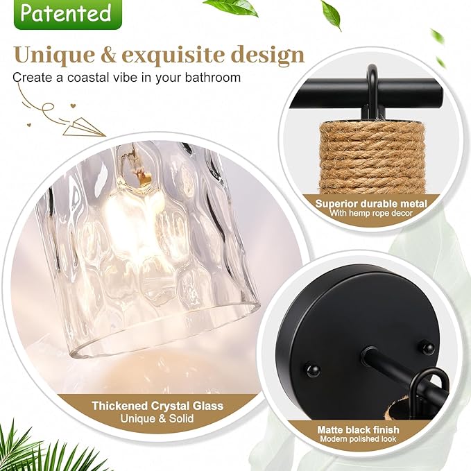 MOKATNG Set of 2 Wall Sconces for Bathroom, Coastal Modern Vanity Lights - Image 3