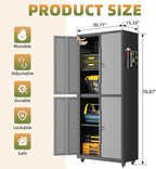 Garage Storage Cabinet with Wheels, Lockable Metal Storage Cabinet - Image 3