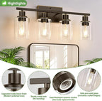 Indoi 4 Light Bathroom Light Fixtures, Oil-Rubbed Bronze Modern Vanity Lights - Image 4