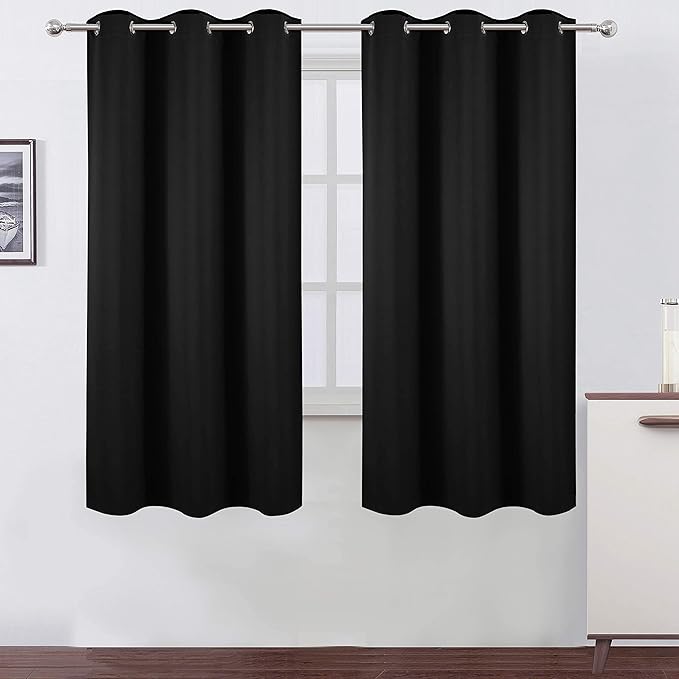LEMOMO Blackout Curtains 42 x 63 inch/Black Curtains Set of 2 Panels/Thermal by Lemomo
