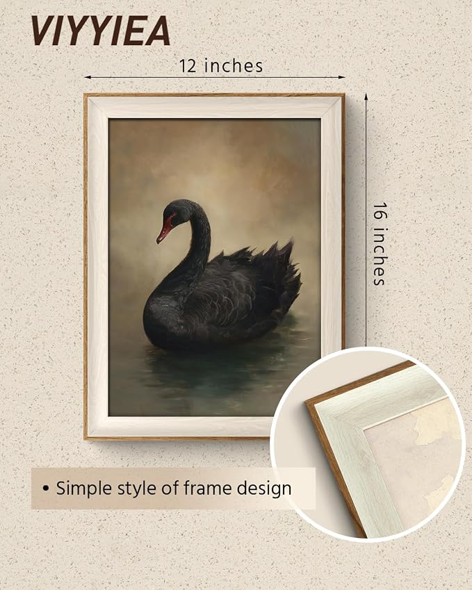 VIYYIEA Framed Wall Art for Living Room, Elegant Black Swan Canvas Prints - Image 5